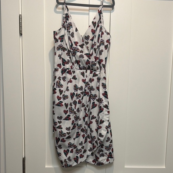 Yumi Kim Silk White Heart Print Dress - Picture 1 of 5